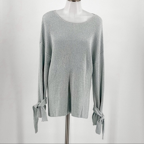 Lush Women's Knit Sweater Tunic Long Sleeve Scoop Neck Sweater Baby Blue/Gray - Picture 2 of 13